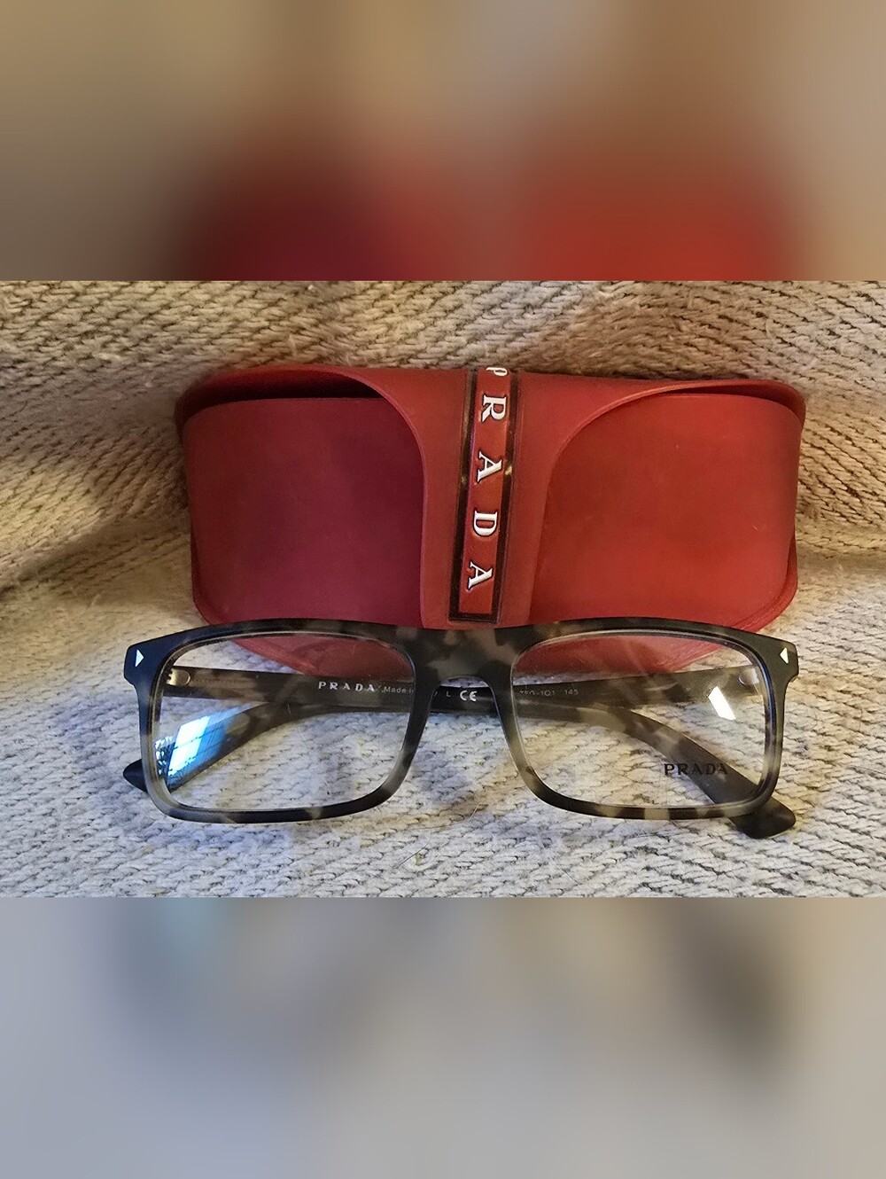 Fantastic Find!   Prada Men's Black Tortoiseshell Eyeglasses with Red Case